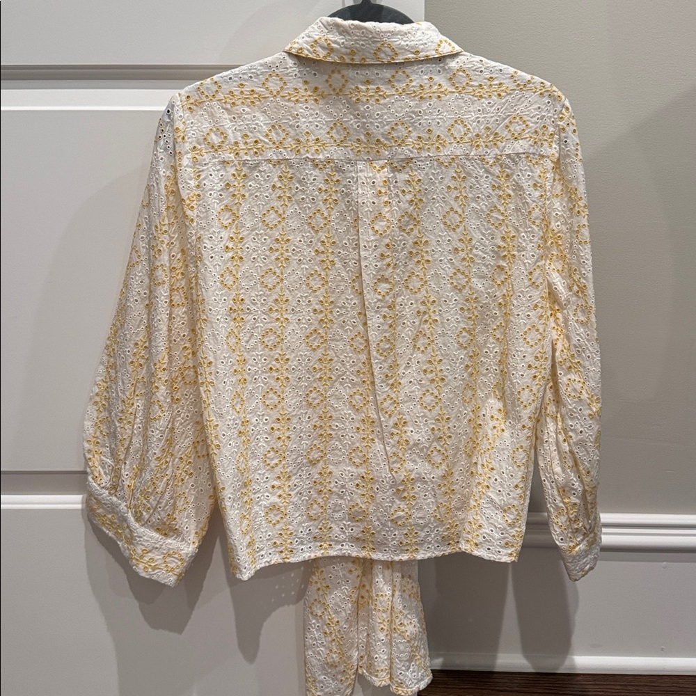 Karen Kane Ivory and Gold Button-Down Blouse - Picture 7 of 7